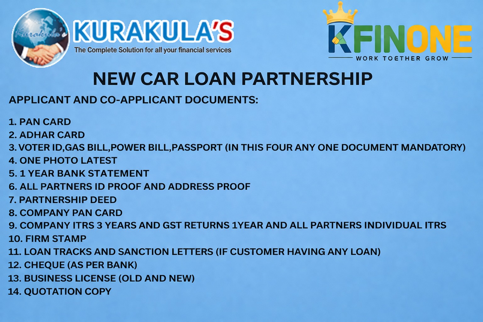 NEW CAR LOAN PATNERSHIP