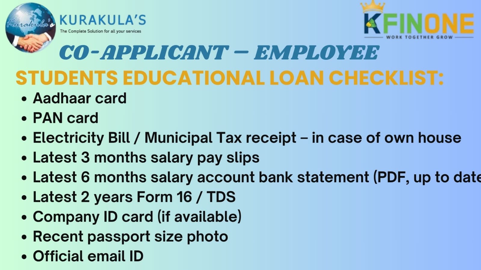 EDUCATIONAL LAON -  ( CO APPLICANT-EMPLOYEE )
