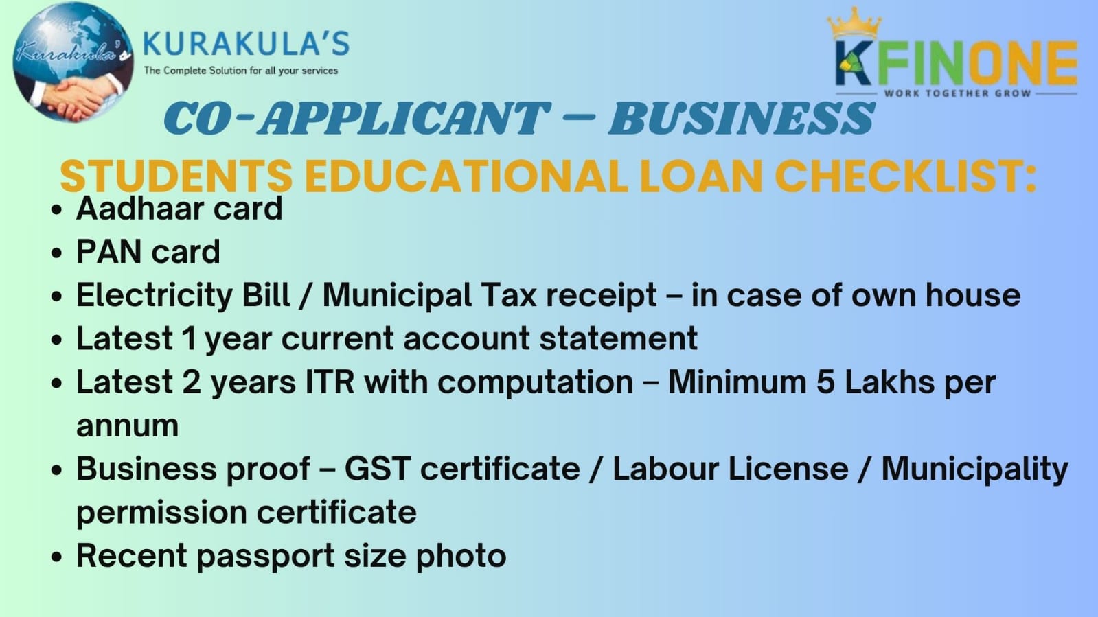 EDUCATIONAL LOAN ( CO APPLICANT - BUSINESS )