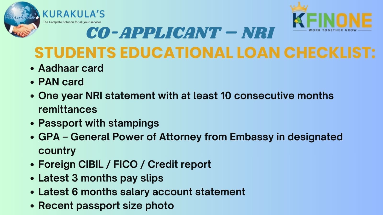 EDUCATIONAL LOAM ( CO APPLICANT NRI )