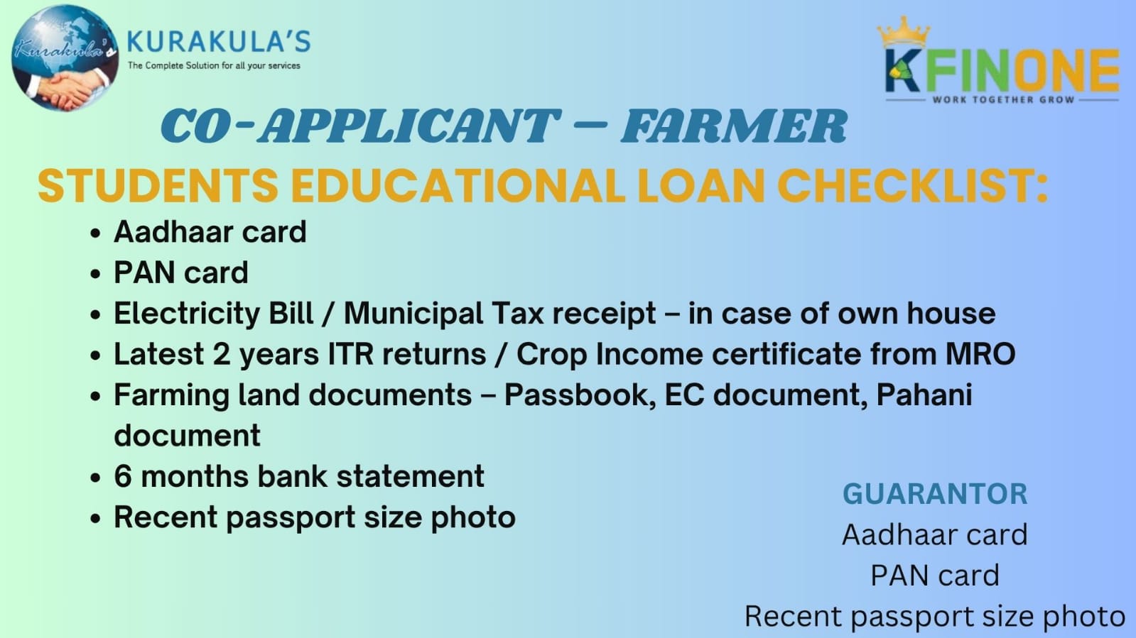 EDUCATIONAL LOAM ( CO APPLICANT FARMER )